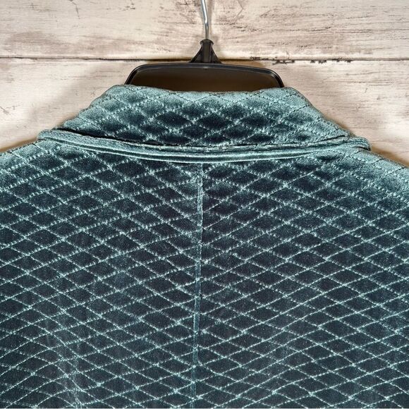 Worth Velvet Holiday Green Quilted Diamond Lined Jacket Blazer 10 - Picture 6 of 8